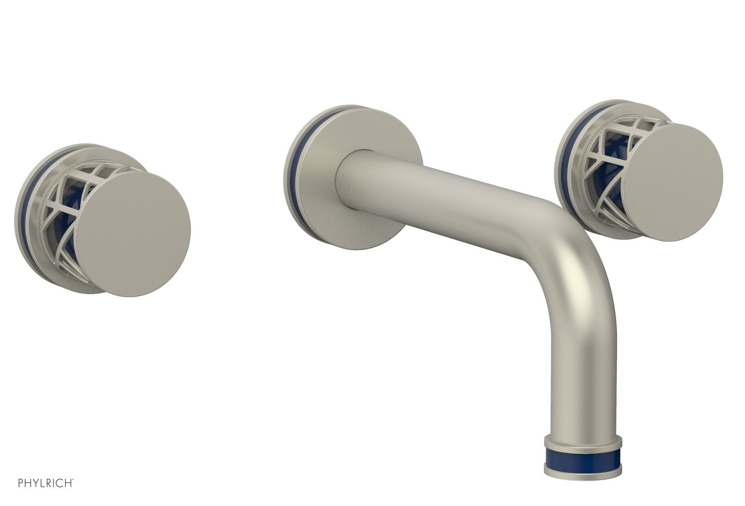 Phylrich JOLIE Wall Tub Set - Round Handles with "Navy Blue" Accents