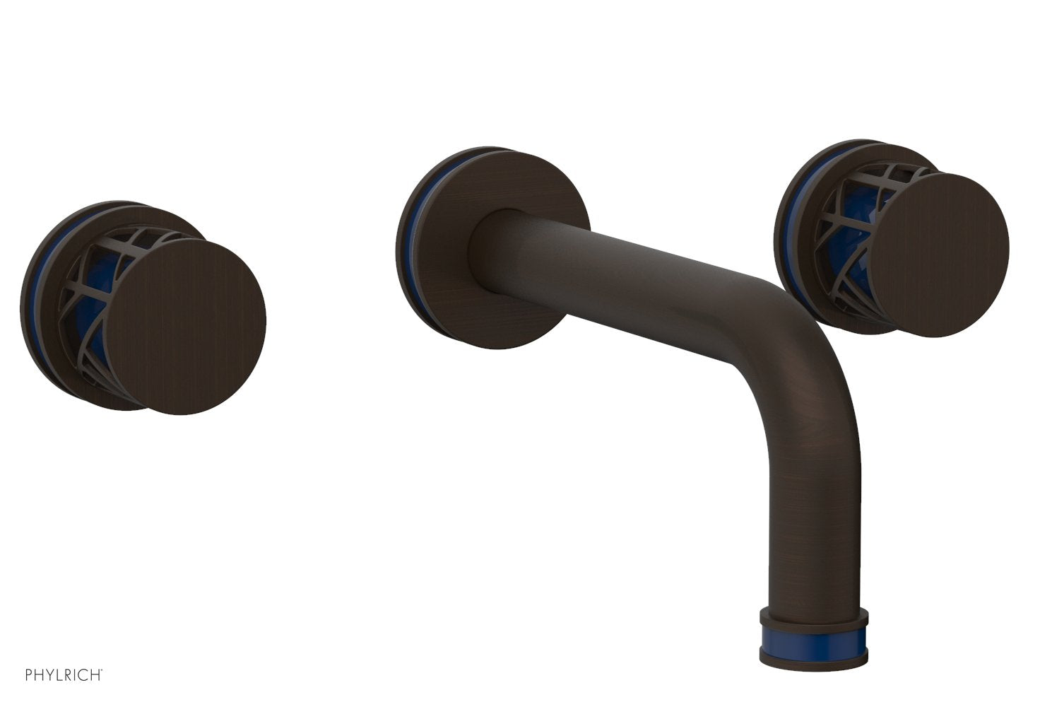Phylrich JOLIE Wall Tub Set - Round Handles with "Navy Blue" Accents