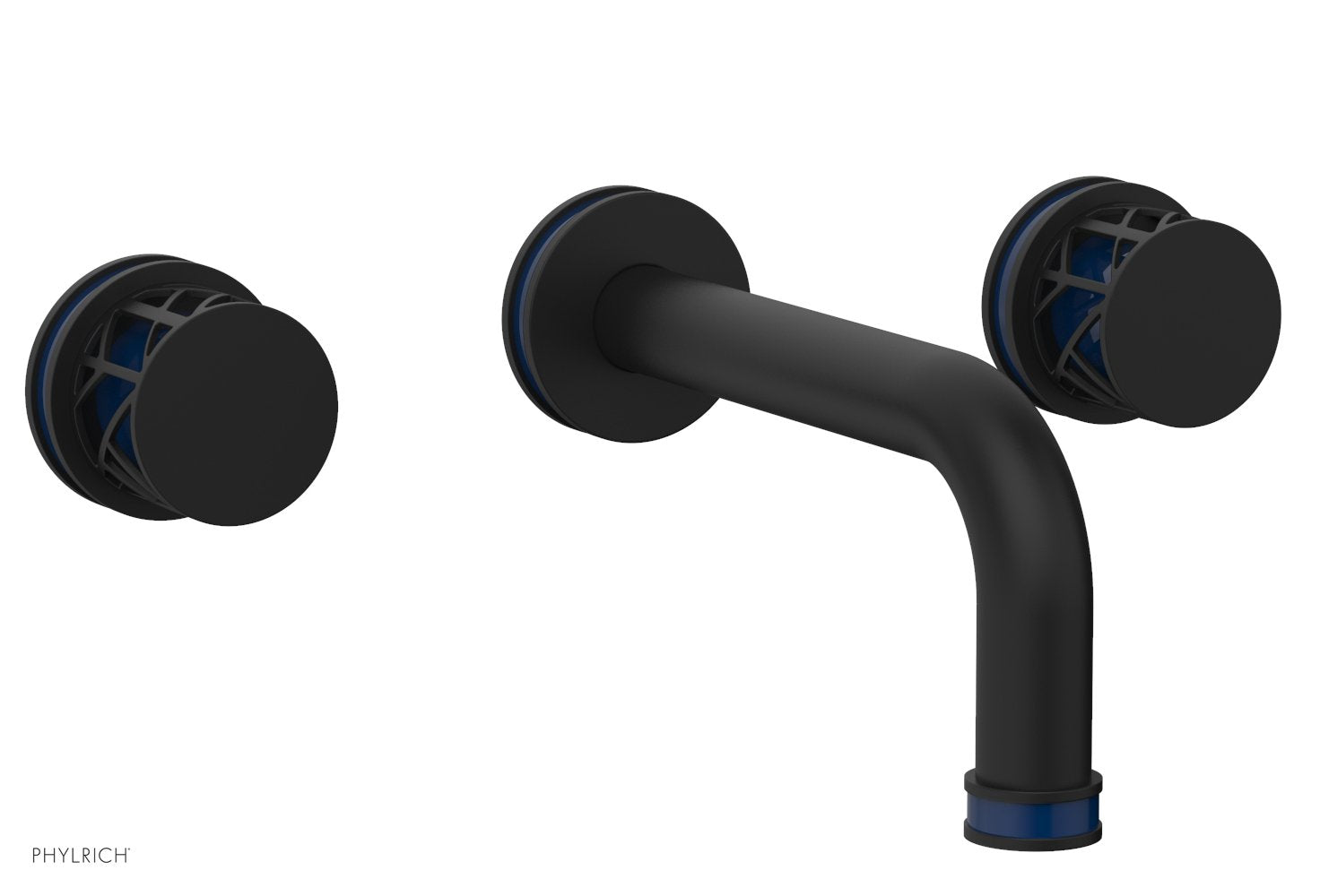 Phylrich JOLIE Wall Tub Set - Round Handles with "Navy Blue" Accents