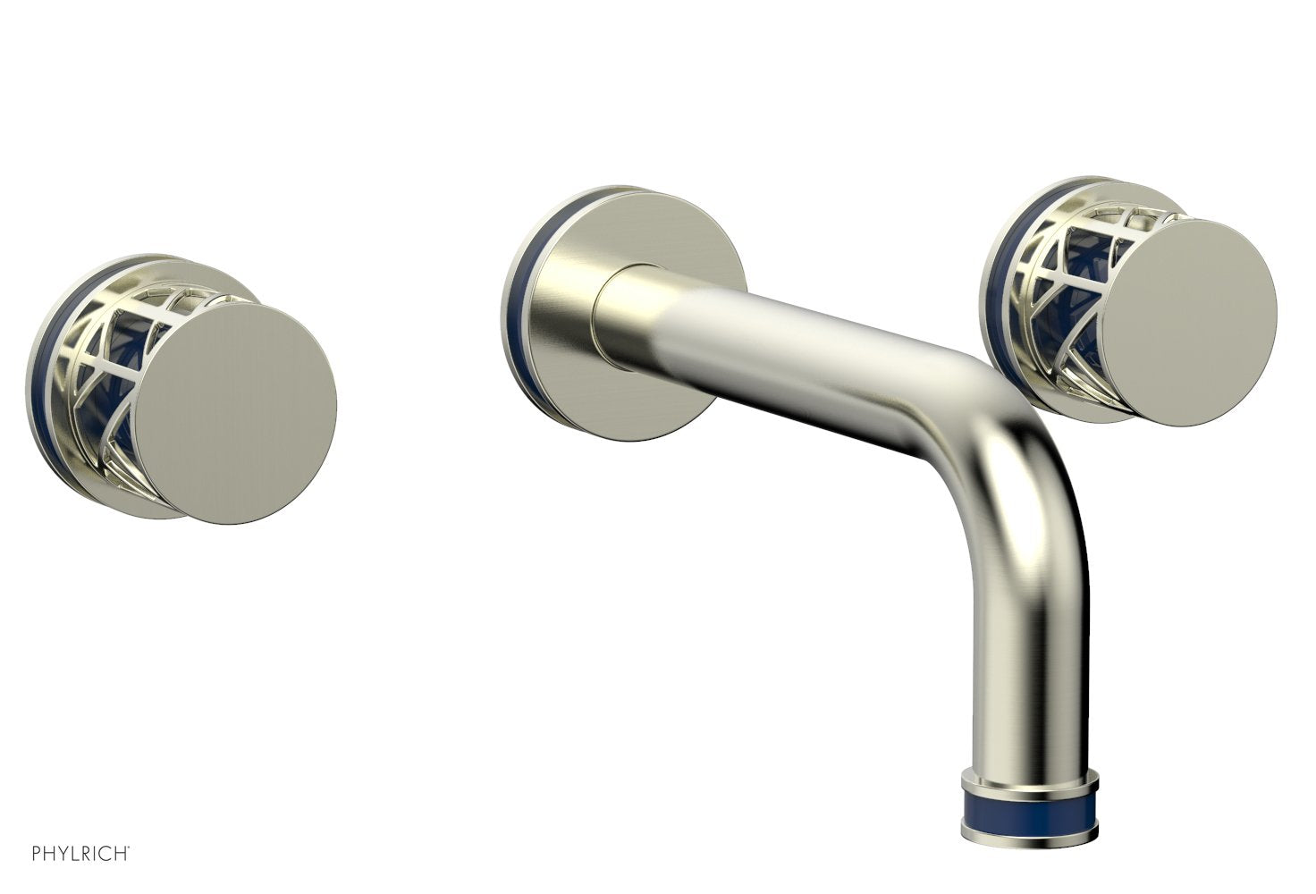 Phylrich JOLIE Wall Tub Set - Round Handles with "Navy Blue" Accents