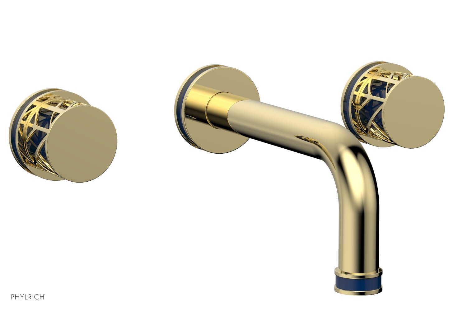 Phylrich JOLIE Wall Tub Set - Round Handles with "Navy Blue" Accents