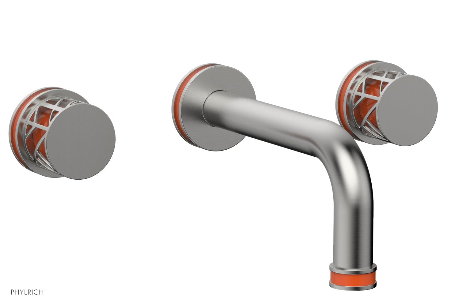Phylrich JOLIE Wall Tub Set - Round Handles with "Orange" Accents