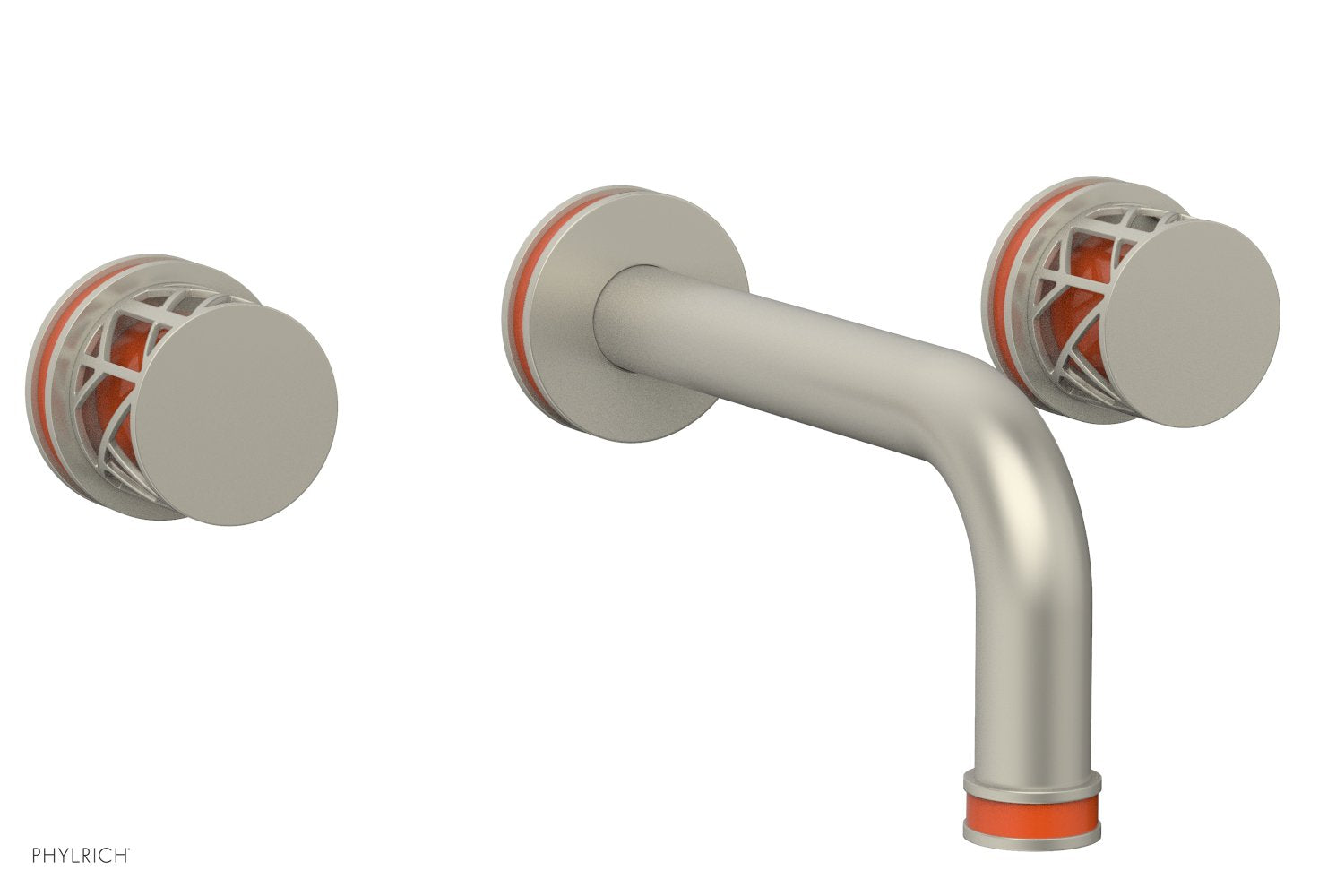 Phylrich JOLIE Wall Tub Set - Round Handles with "Orange" Accents