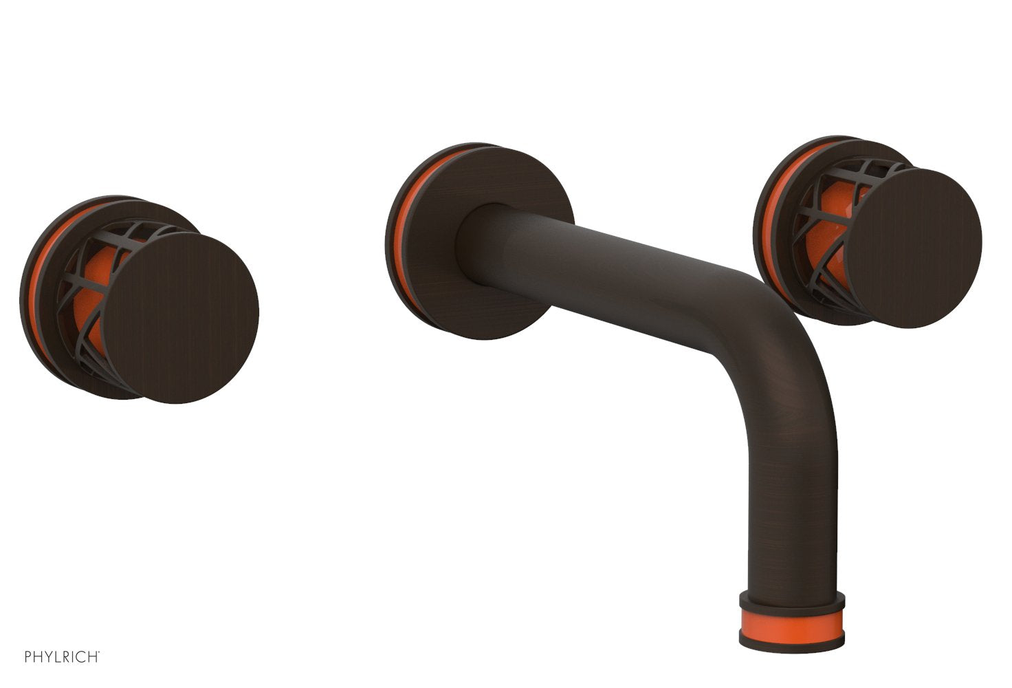 Phylrich JOLIE Wall Tub Set - Round Handles with "Orange" Accents