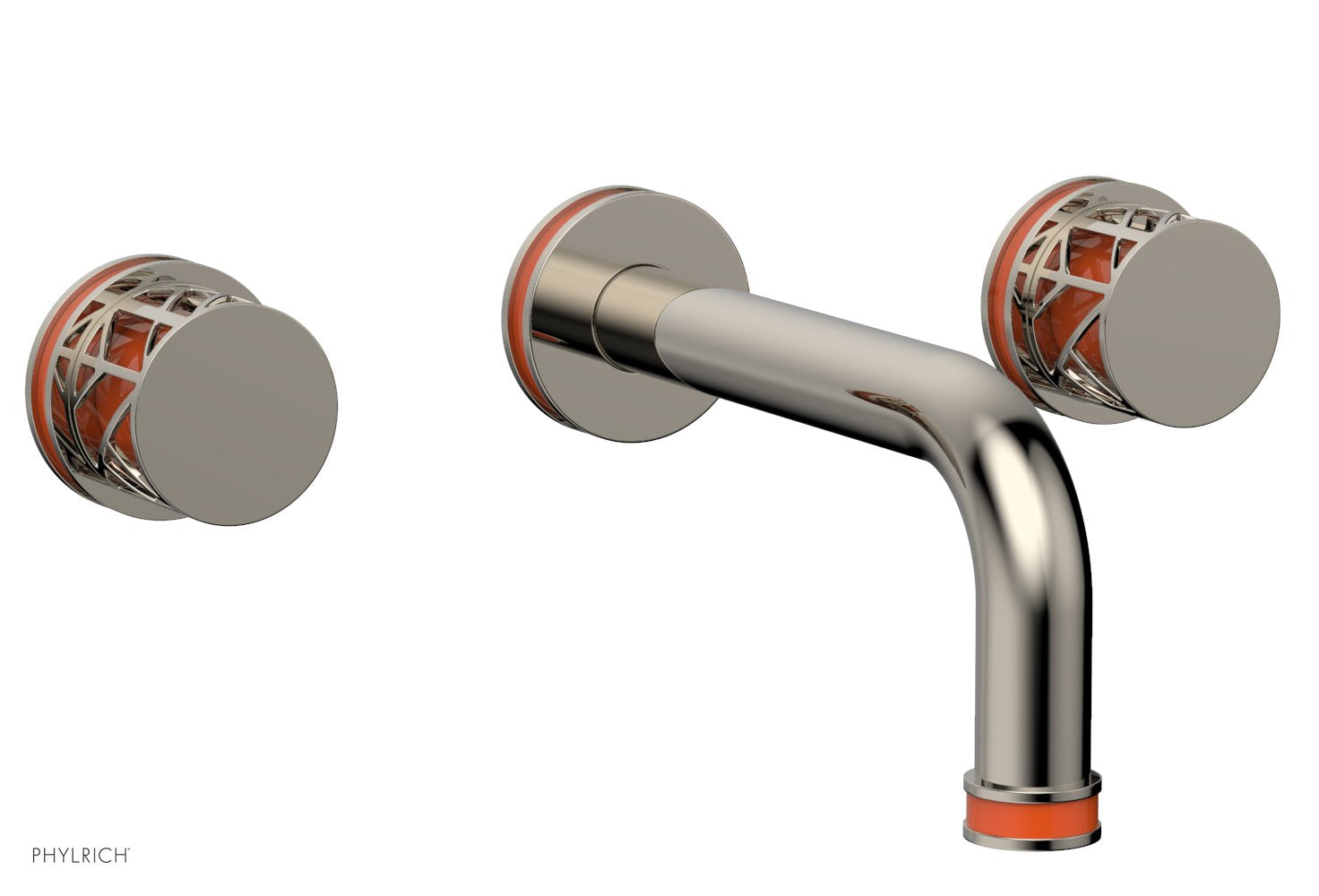 Phylrich JOLIE Wall Tub Set - Round Handles with "Orange" Accents