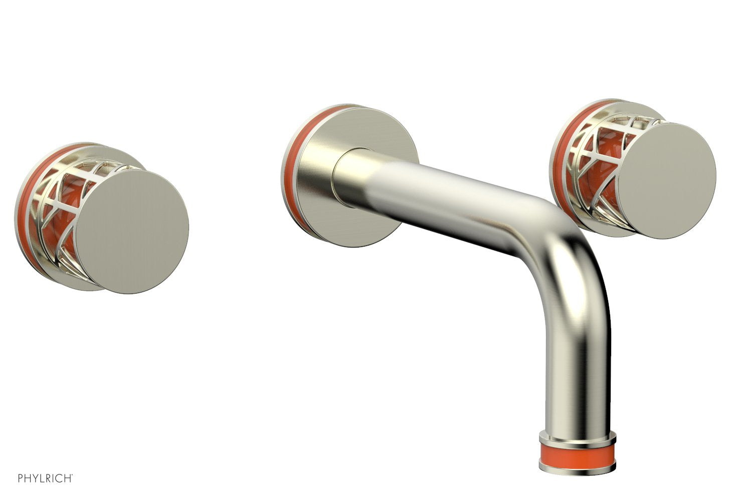 Phylrich JOLIE Wall Tub Set - Round Handles with "Orange" Accents