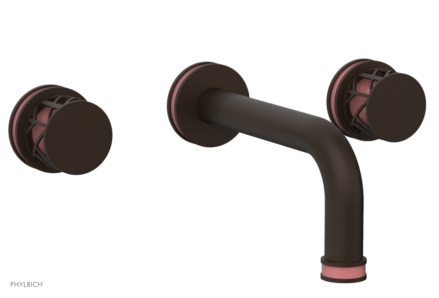 Phylrich JOLIE Wall Tub Set - Round Handles with "Pink" Accents