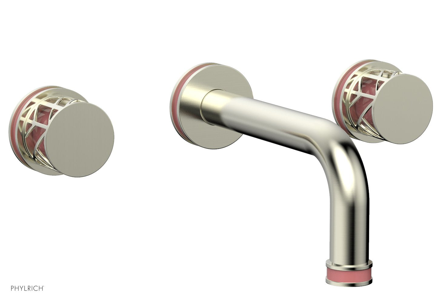 Phylrich JOLIE Wall Tub Set - Round Handles with "Pink" Accents