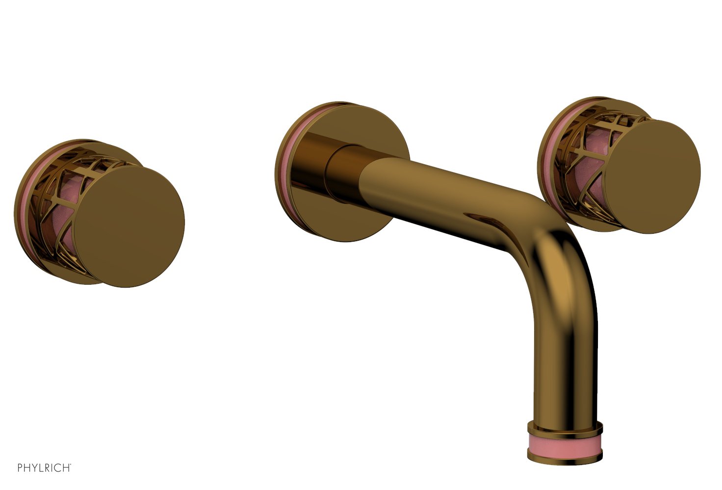 Phylrich JOLIE Wall Tub Set - Round Handles with "Pink" Accents