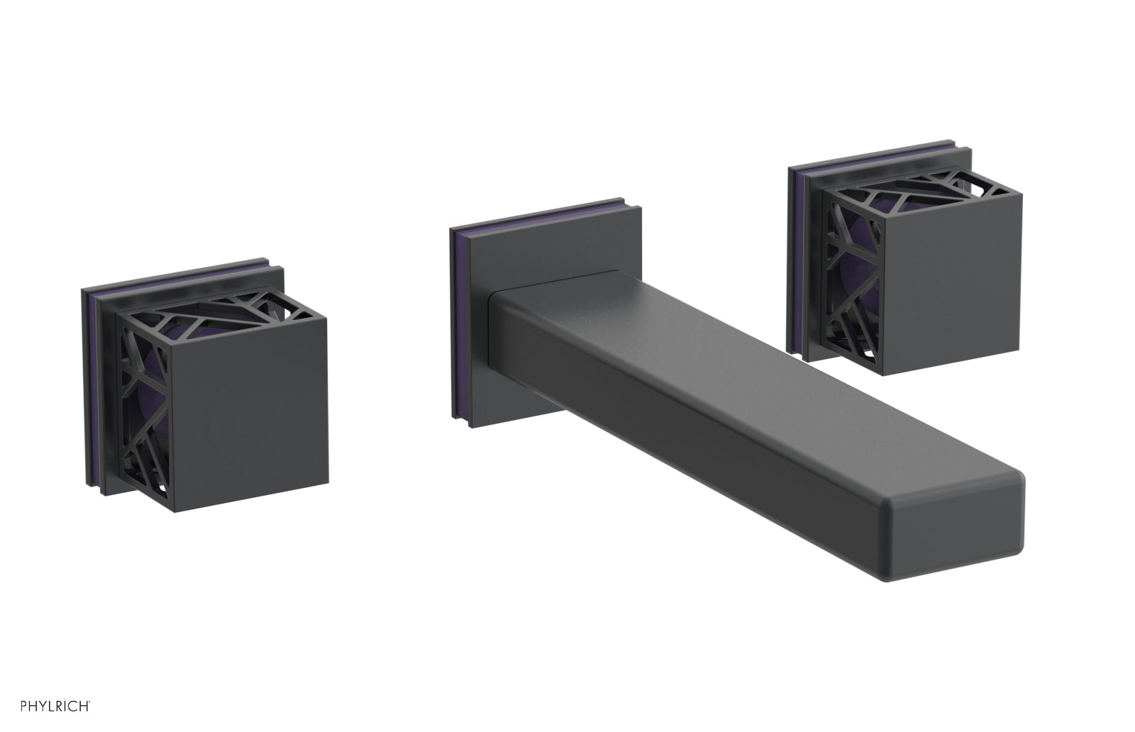 Phylrich JOLIE Wall Tub Set - Square Handles with "Purple" Accents