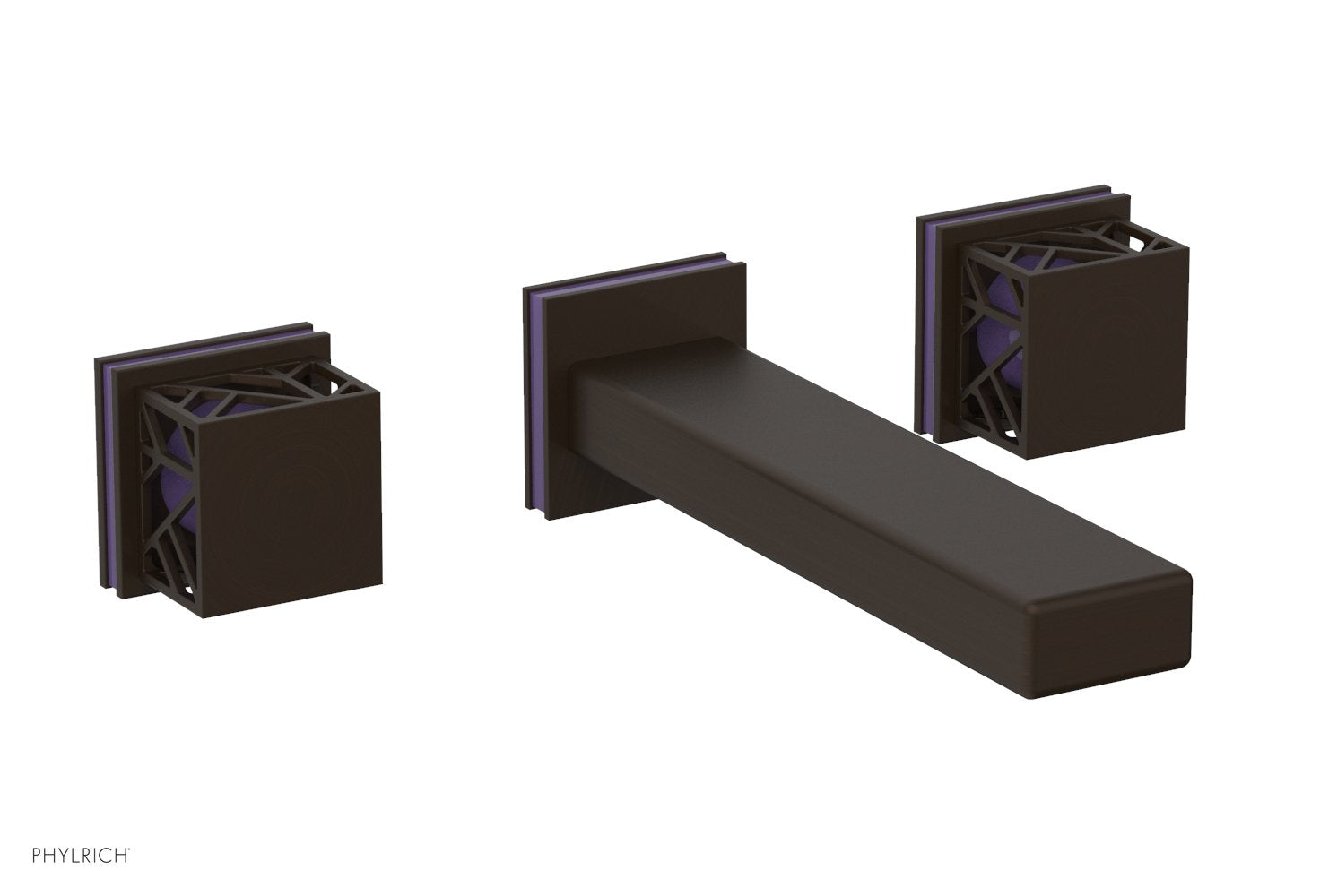 Phylrich JOLIE Wall Tub Set - Square Handles with "Purple" Accents