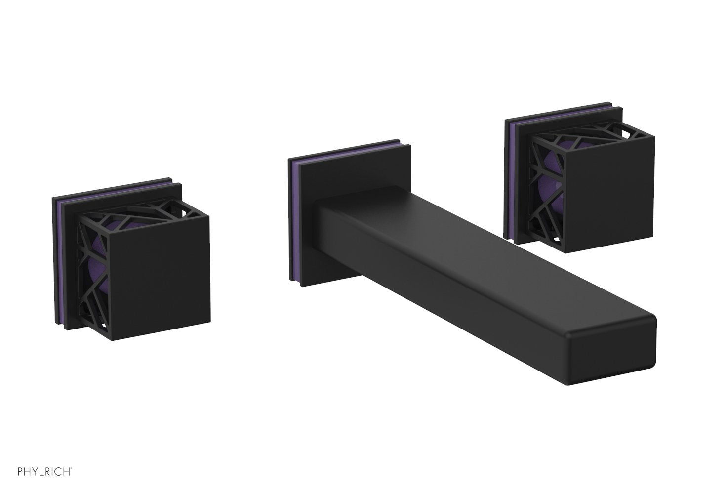 Phylrich JOLIE Wall Tub Set - Square Handles with "Purple" Accents