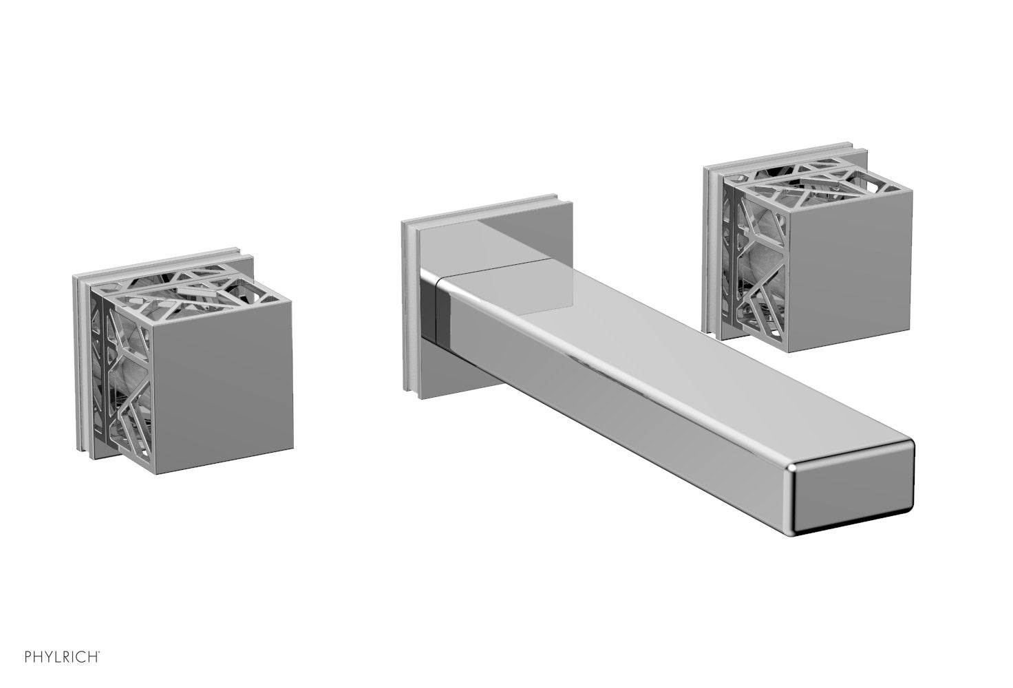 polished chrome wall tub set