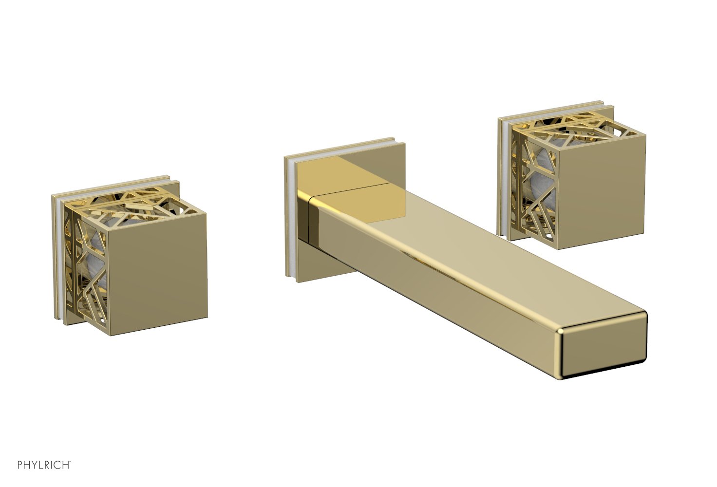 Phylrich JOLIE Wall Tub Set - Square Handles with "White" Accents