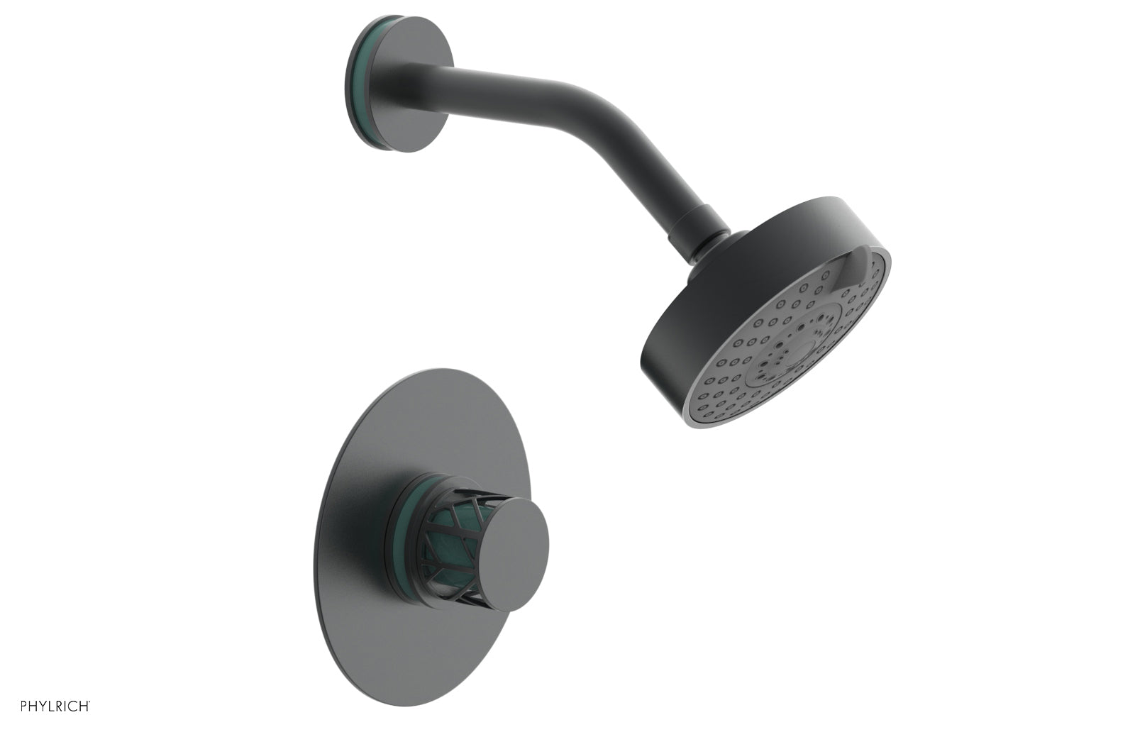 Phylrich JOLIE Pressure Balance Shower Set - Round Handle with "Turquoise" Accents