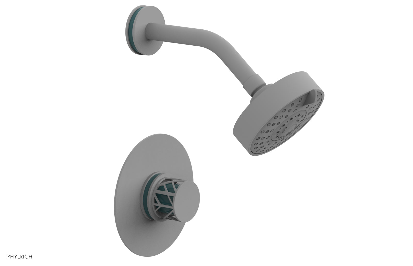 Phylrich JOLIE Pressure Balance Shower Set - Round Handle with "Turquoise" Accents