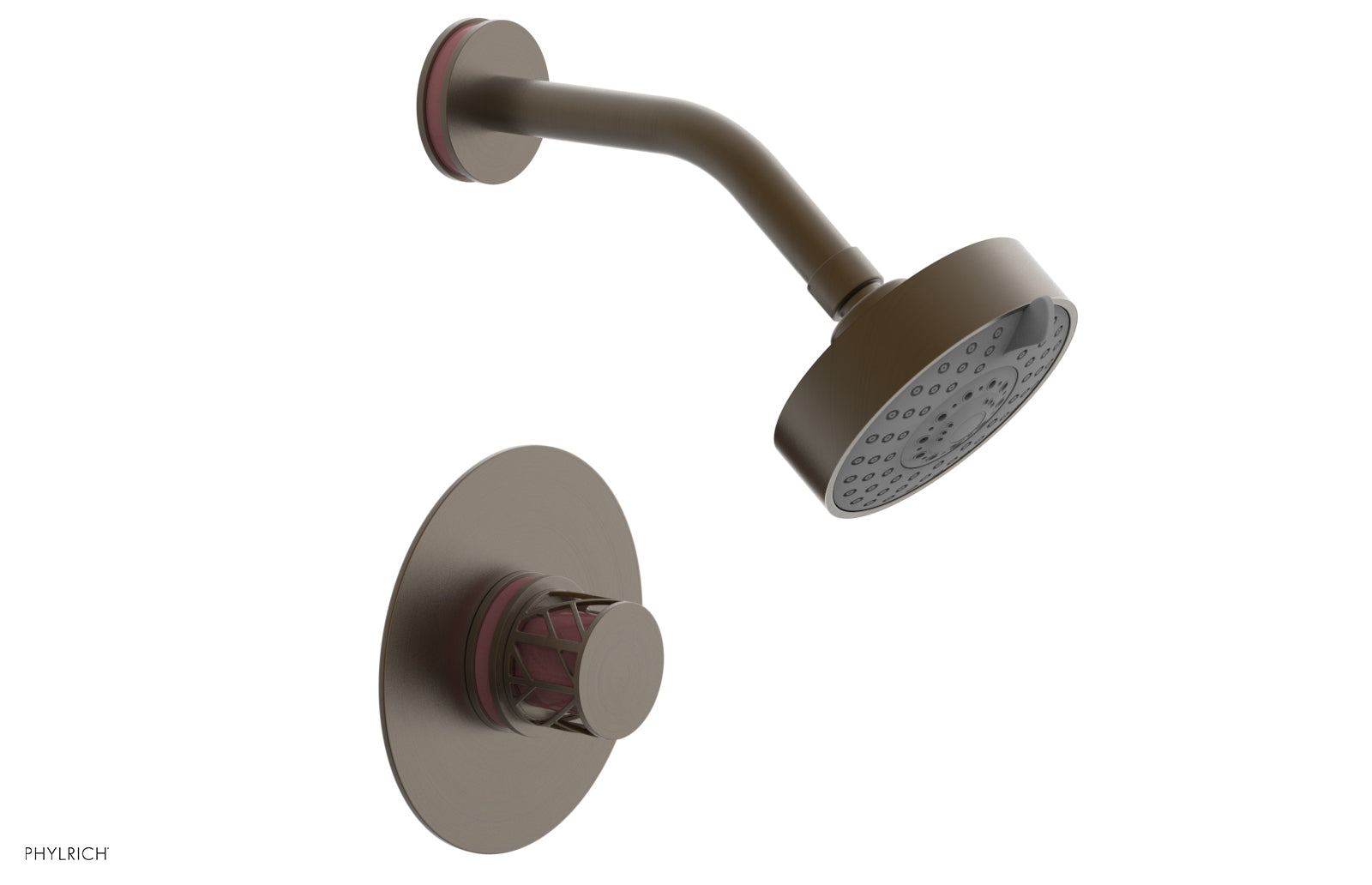 Phylrich JOLIE Pressure Balance Shower Set - Round Handle with "Pink" Accents