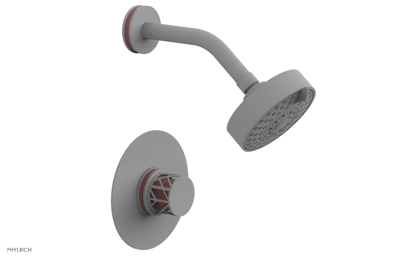 Phylrich JOLIE Pressure Balance Shower Set - Round Handle with "Pink" Accents