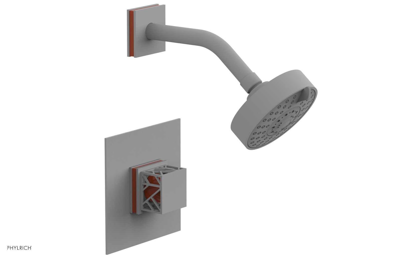 Phylrich JOLIE Pressure Balance Shower Set - Square Handle with "Orange" Accents