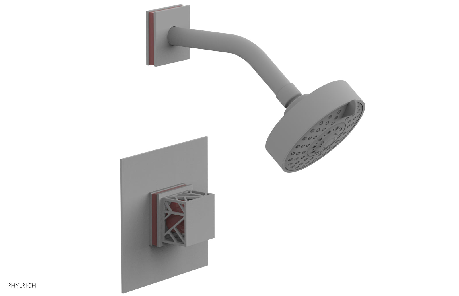 Phylrich JOLIE Pressure Balance Shower Set - Square Handle with "Pink" Accents
