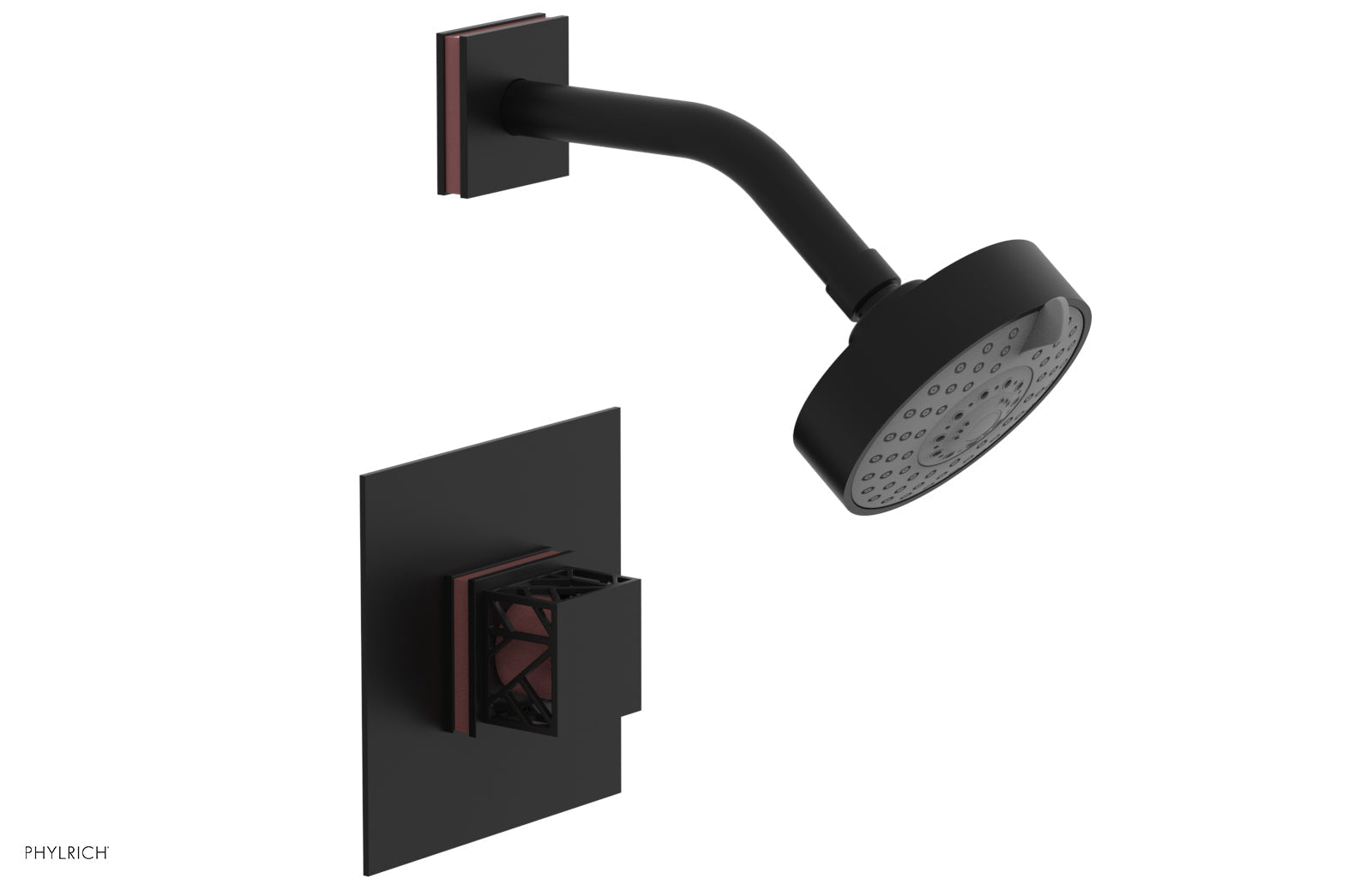Phylrich JOLIE Pressure Balance Shower Set - Square Handle with "Pink" Accents