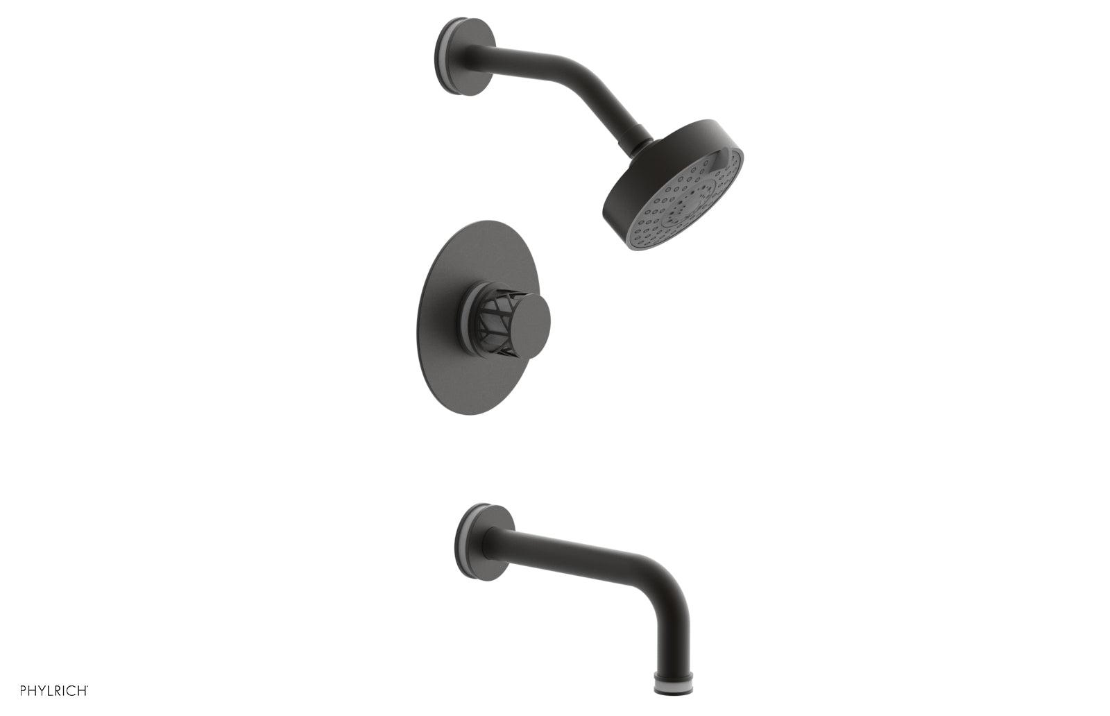 Phylrich JOLIE Pressure Balance Tub and Shower Set - Round Handle wth "White" Accents