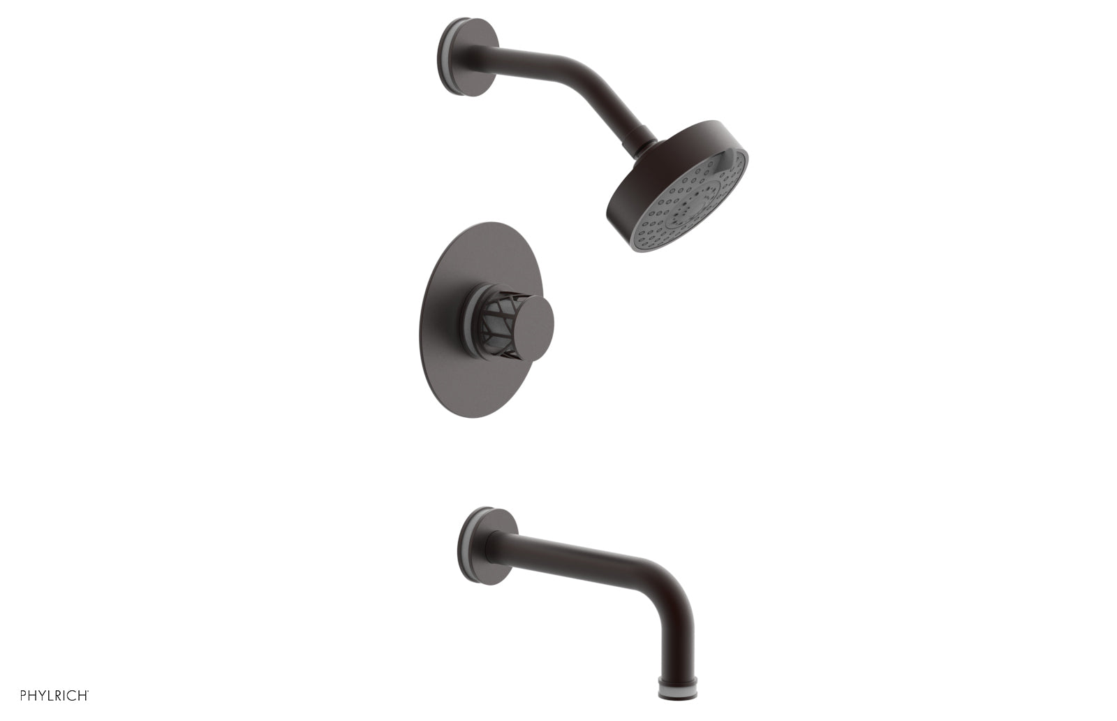 Phylrich JOLIE Pressure Balance Tub and Shower Set - Round Handle wth "White" Accents