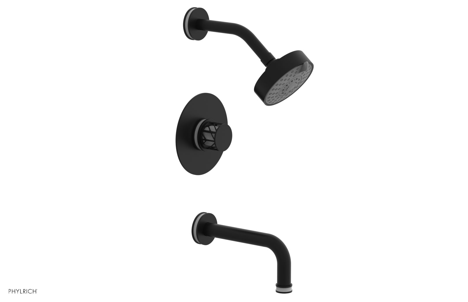 Phylrich JOLIE Pressure Balance Tub and Shower Set - Round Handle wth "White" Accents