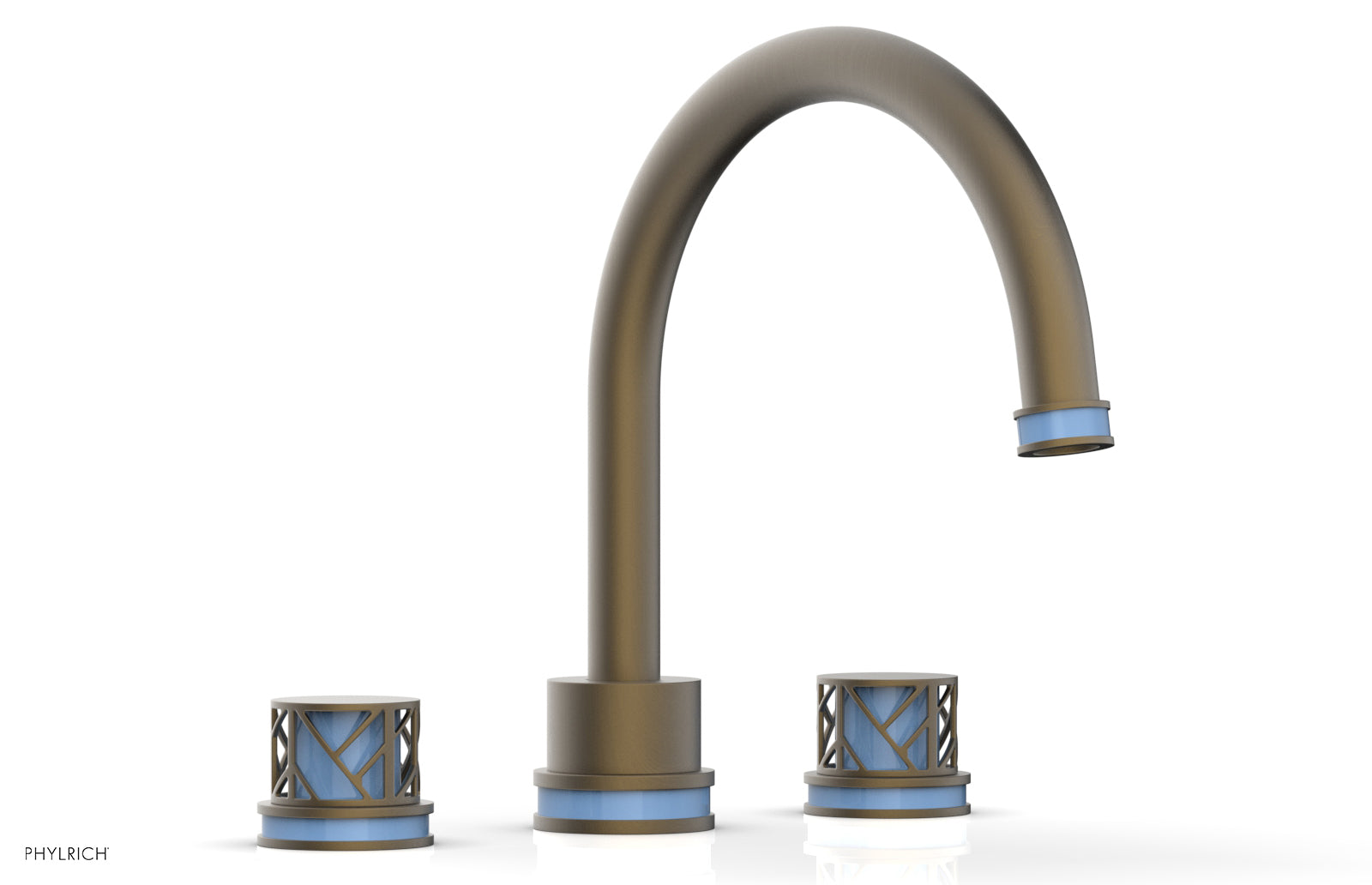 Phylrich JOLIE Deck Tub Set - Round Handles with "Light Blue" Accents