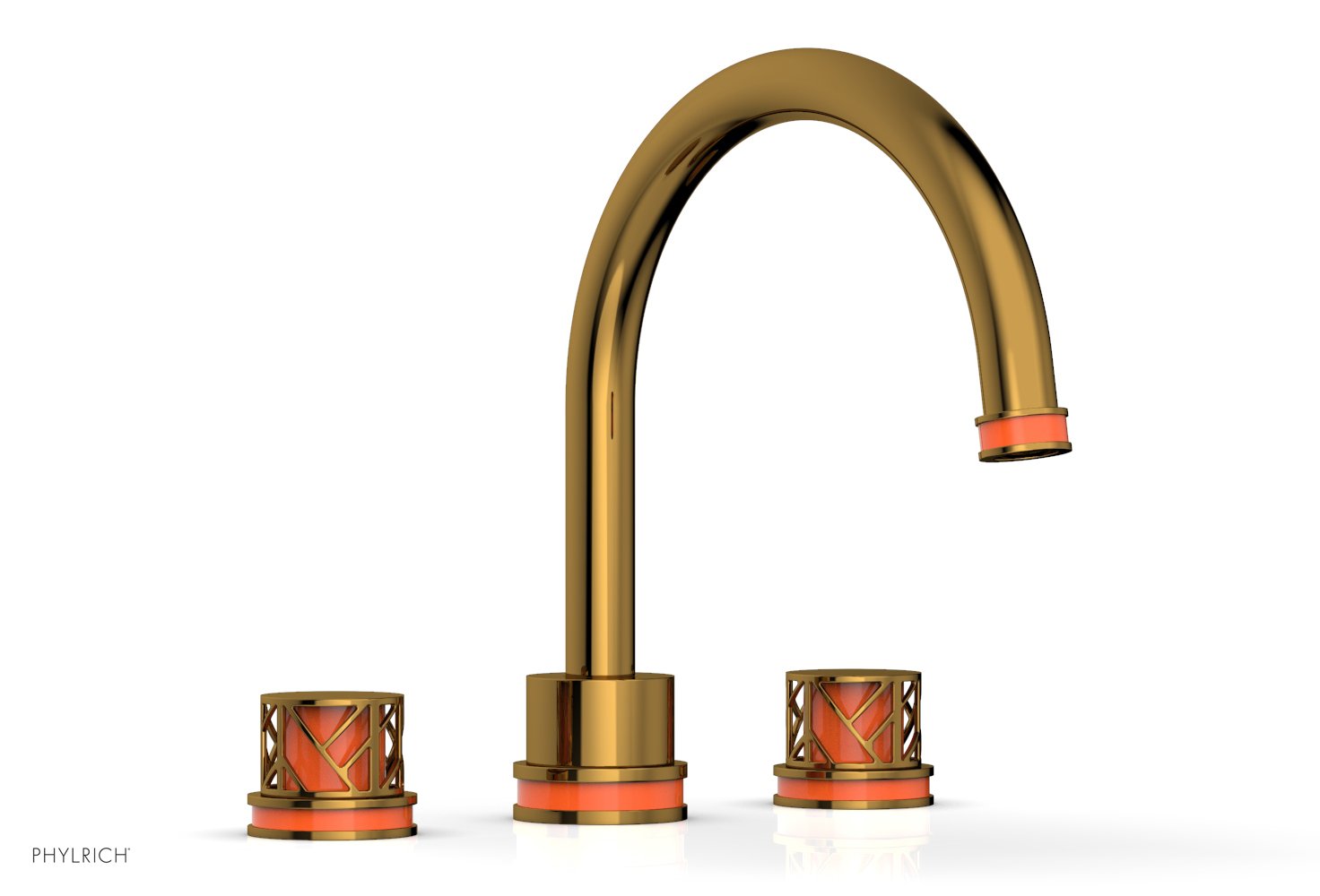 Phylrich JOLIE Deck Tub Set - Round Handles with "Orange" Accents