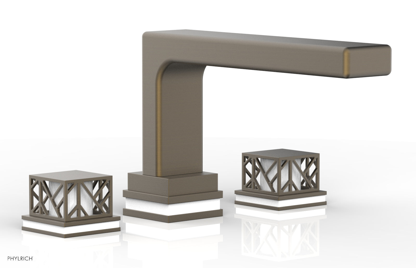 Phylrich JOLIE Deck Tub Set - Square Handles with "White" Accents