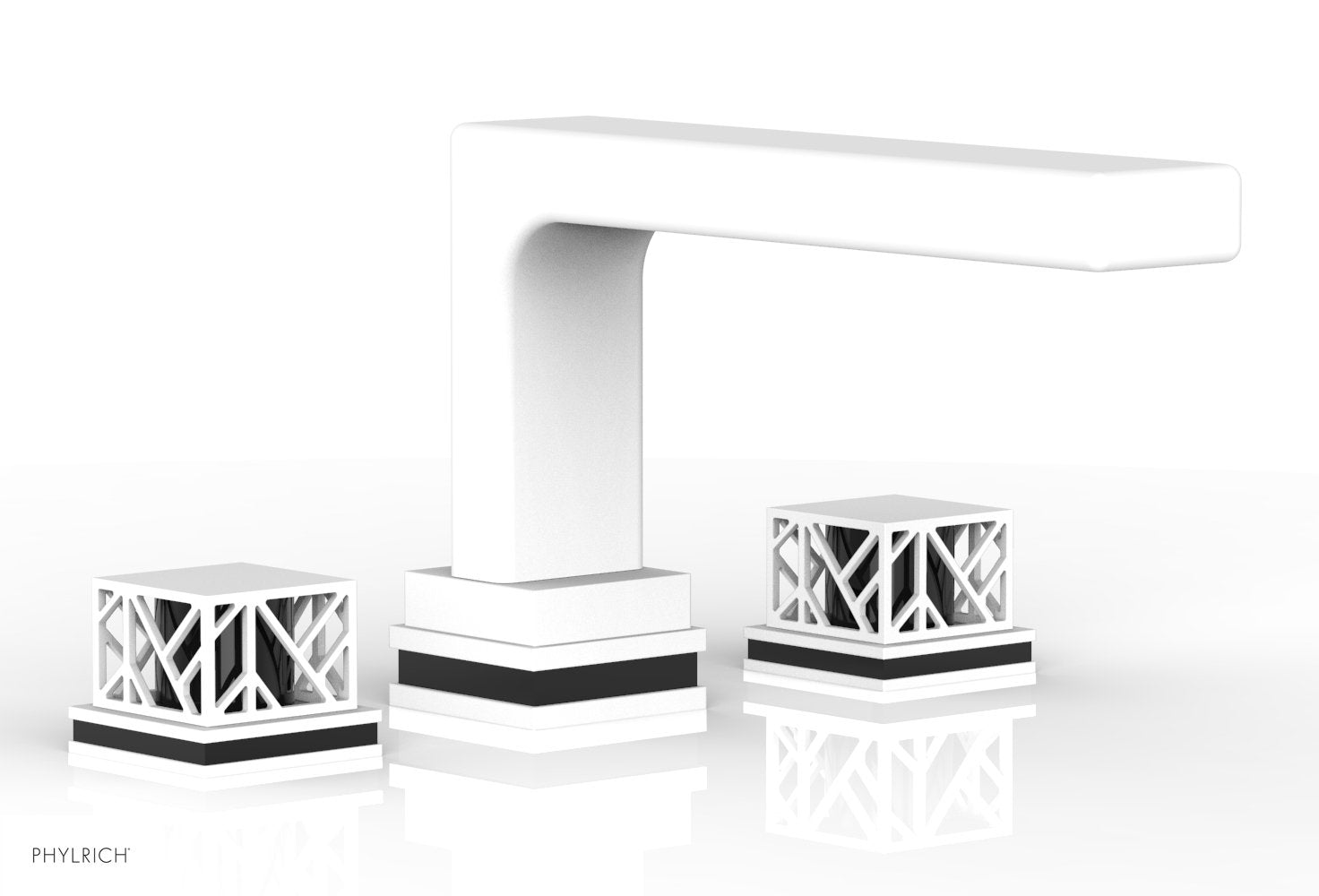 Phylrich JOLIE Deck Tub Set - Square Handles with "Black" Accents