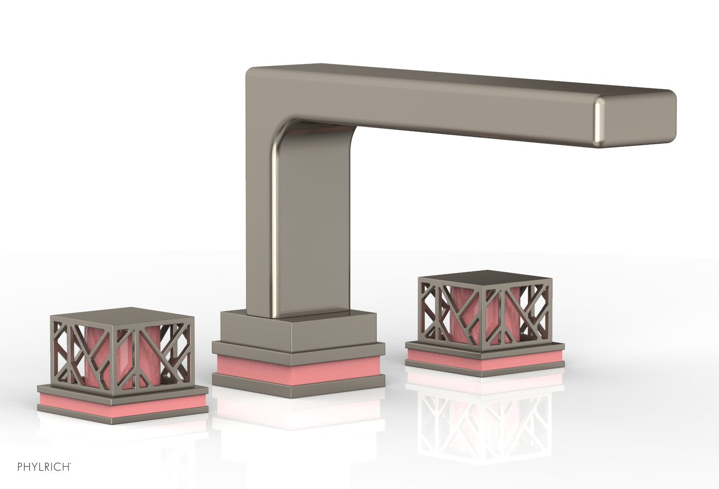 Phylrich JOLIE Deck Tub Set - Square Handles with "Pink" Accents
