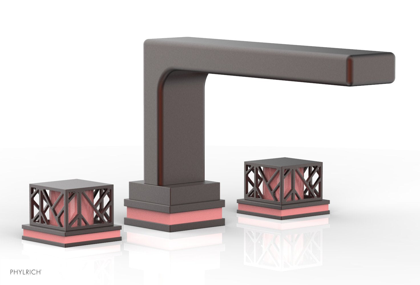 Phylrich JOLIE Deck Tub Set - Square Handles with "Pink" Accents