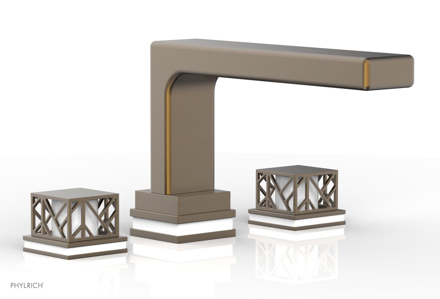 Phylrich JOLIE Deck Tub Set - Square Handles with "White" Accents