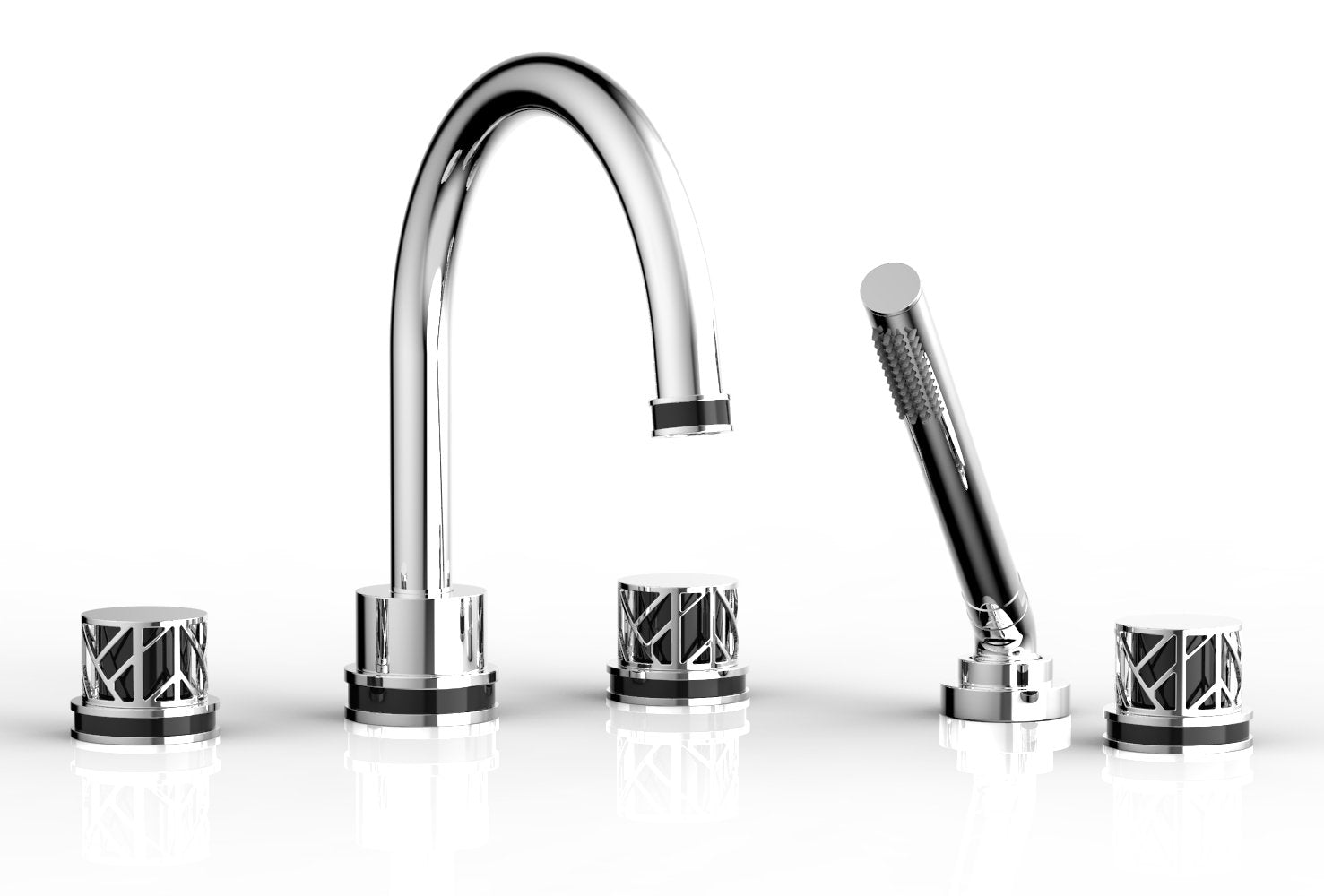 polished chrome deck tub set