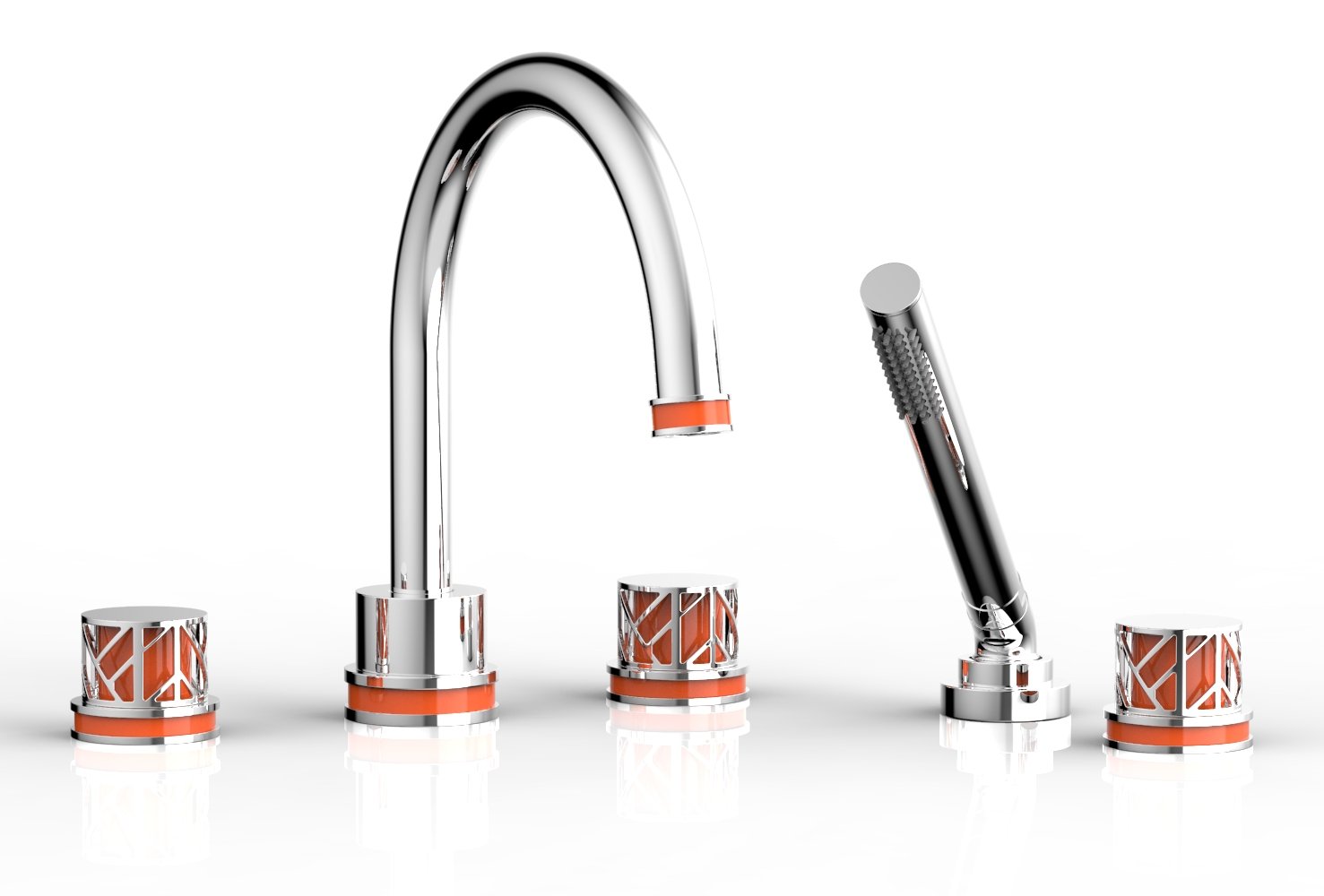polished chrome deck tub set