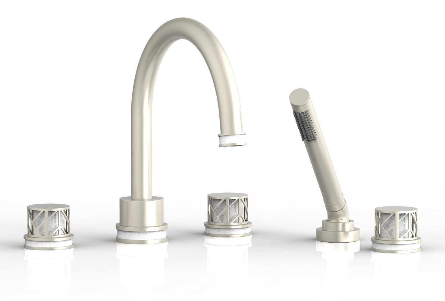 Phylrich JOLIE Deck Tub Set with Hand Shower - Round Handles with "White" Accents