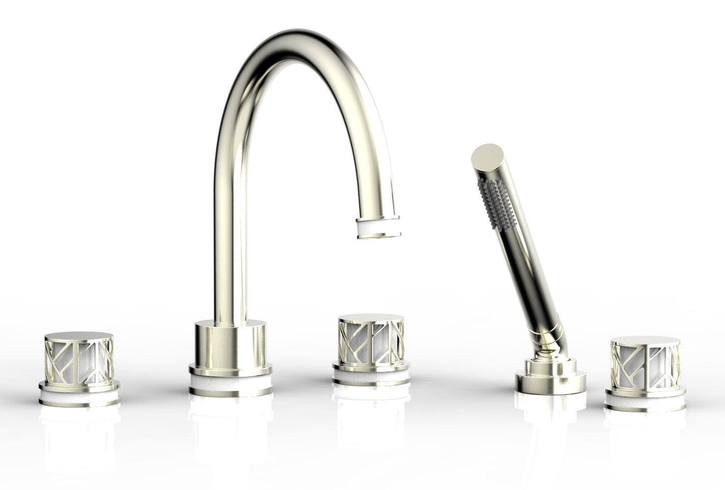 Phylrich JOLIE Deck Tub Set with Hand Shower - Round Handles with "White" Accents