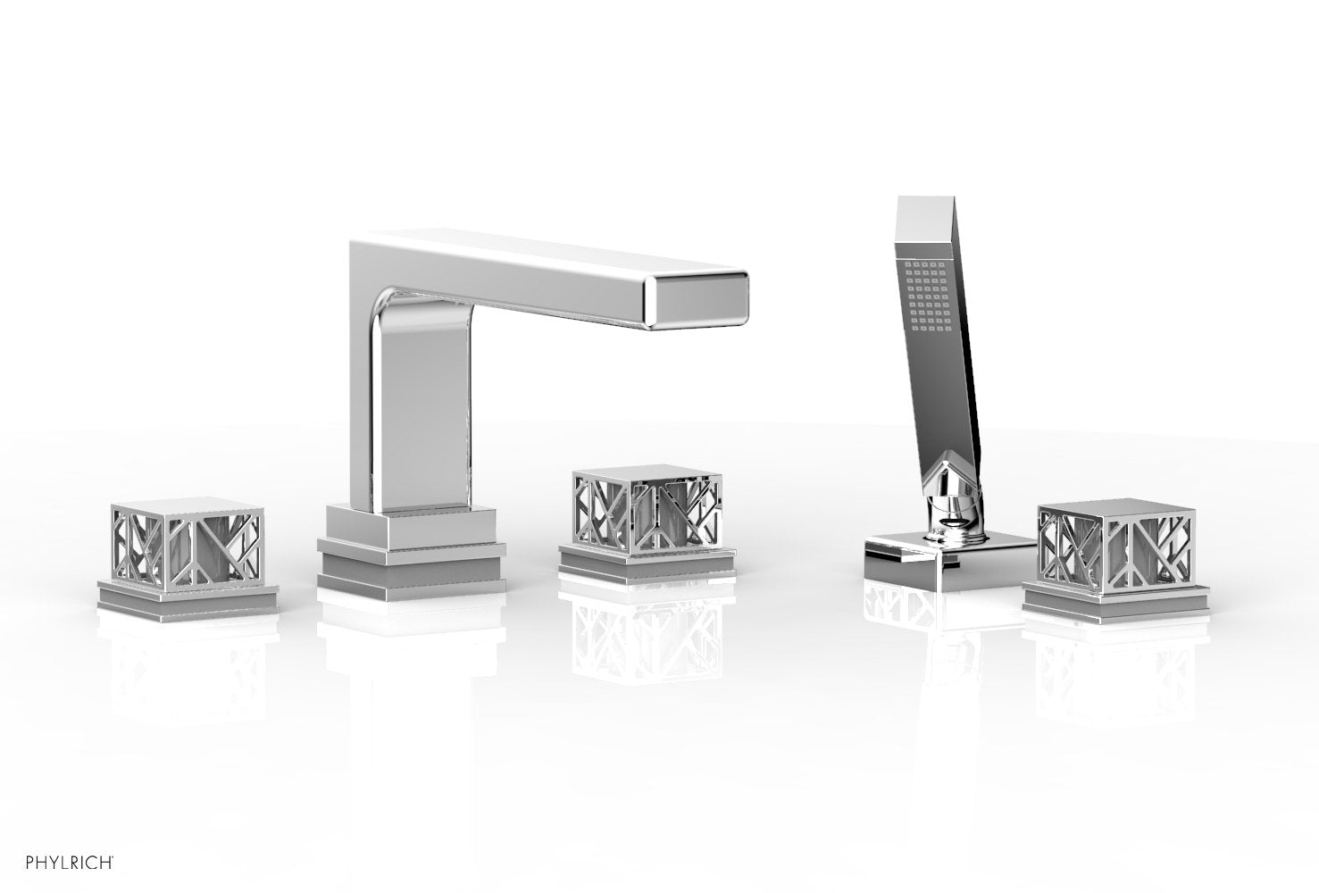 polished chrome deck tub set
