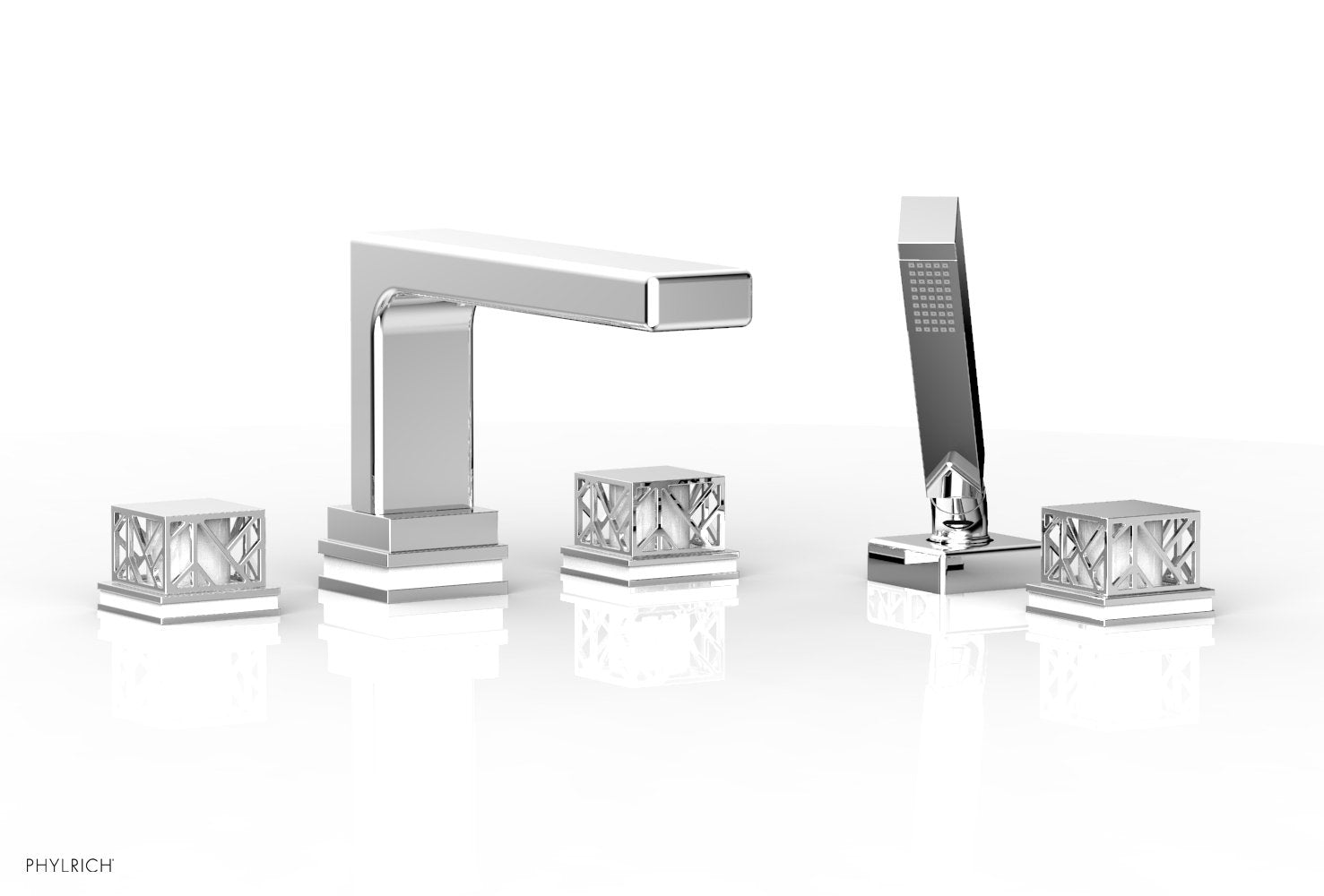 polished chrome deck tub set