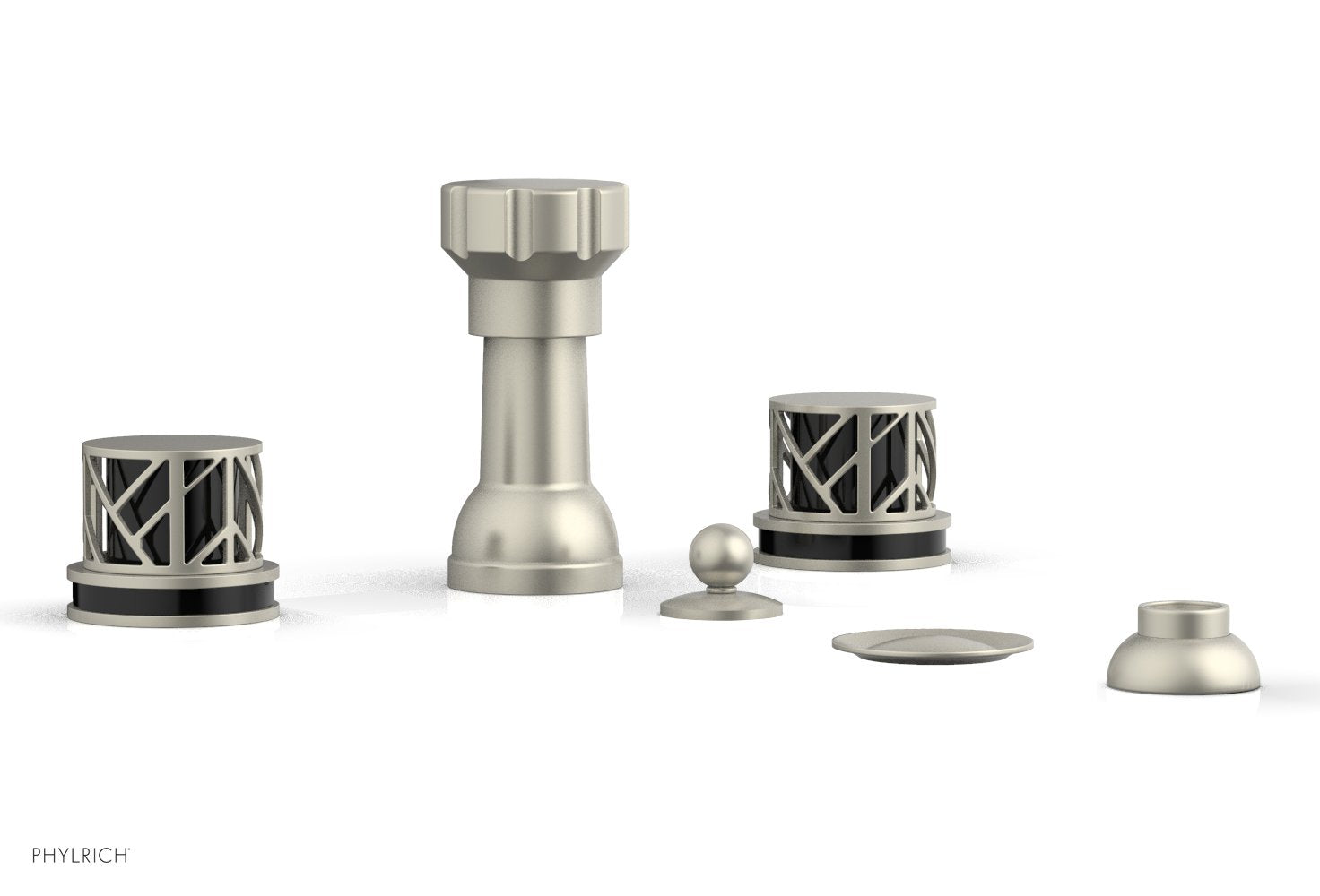 Phylrich JOLIE Four Hole Bidet Set - Round Handles with "Black Accents"