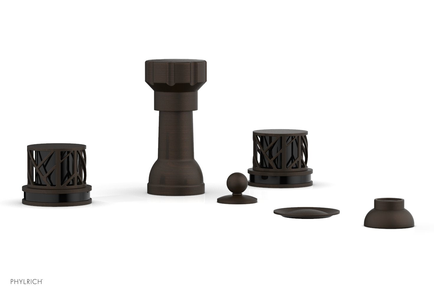 Phylrich JOLIE Four Hole Bidet Set - Round Handles with "Black Accents"