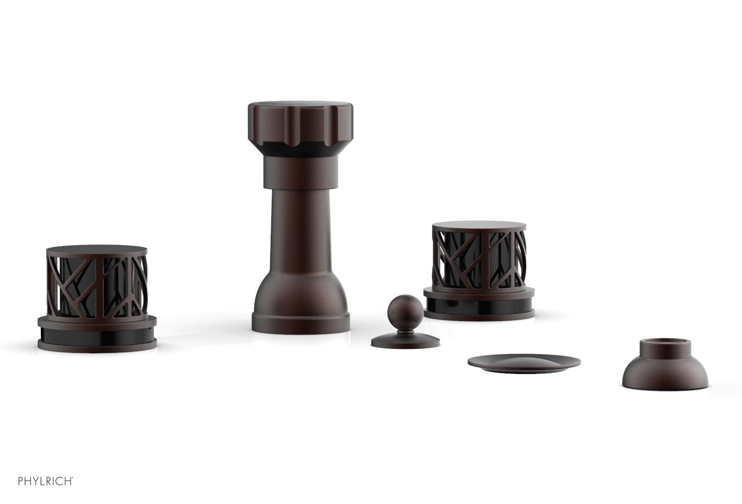 Phylrich JOLIE Four Hole Bidet Set - Round Handles with "Black Accents"