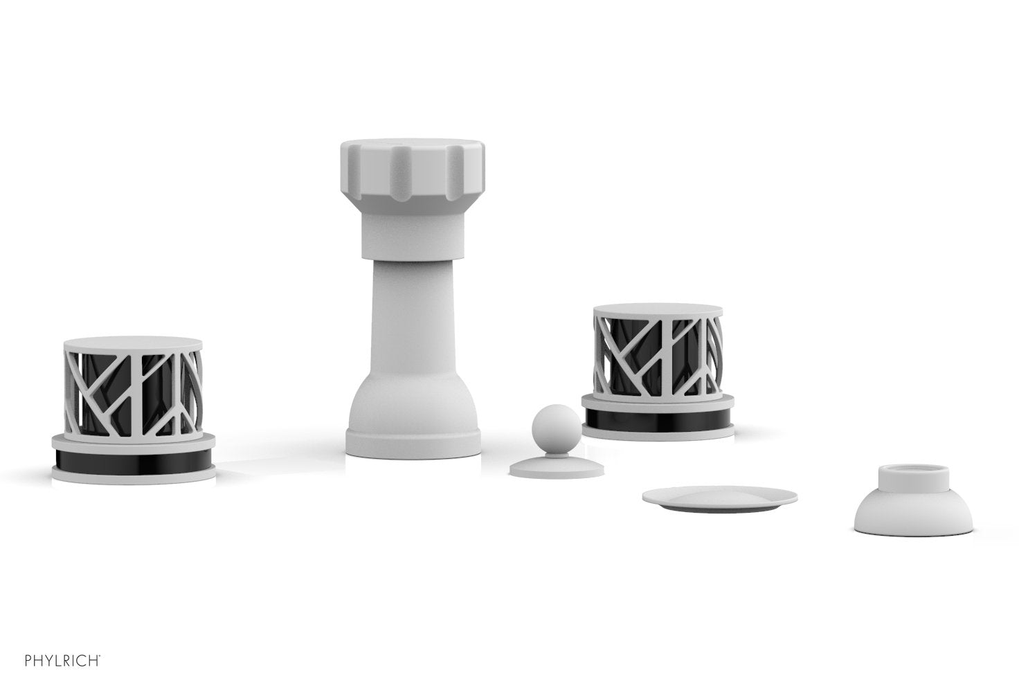 Phylrich JOLIE Four Hole Bidet Set - Round Handles with "Black Accents"