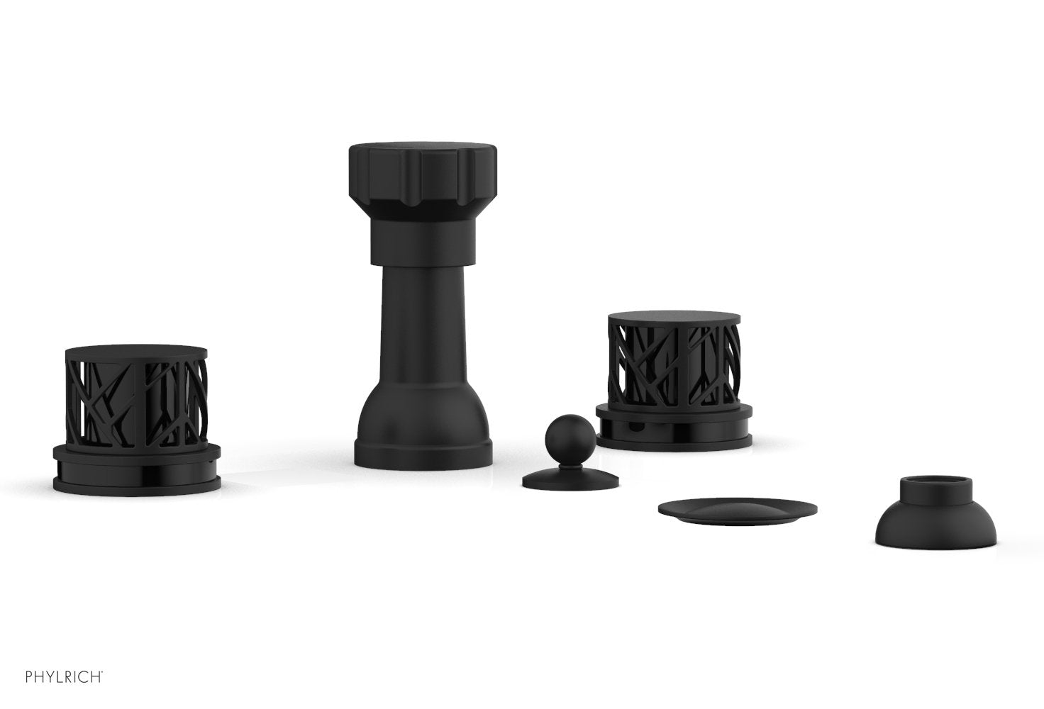 Phylrich JOLIE Four Hole Bidet Set - Round Handles with "Black Accents"