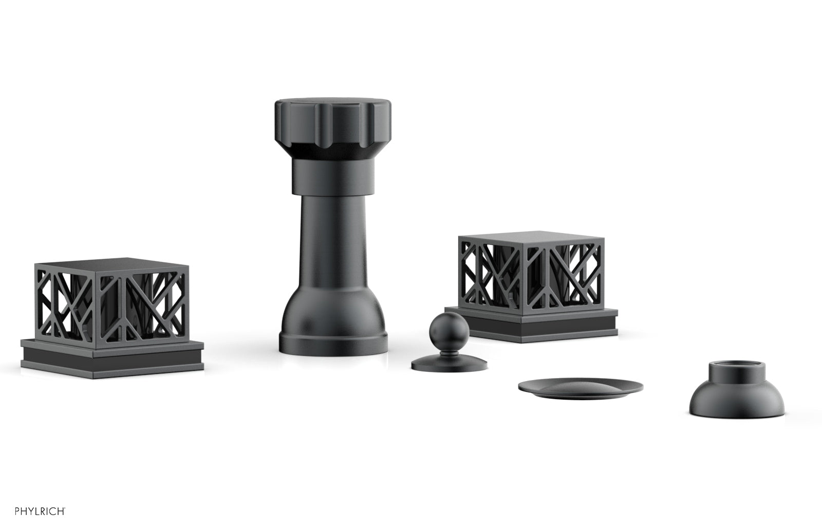 Phylrich JOLIE Four Hole Bidet Set - Square Handles with "Black Accents"