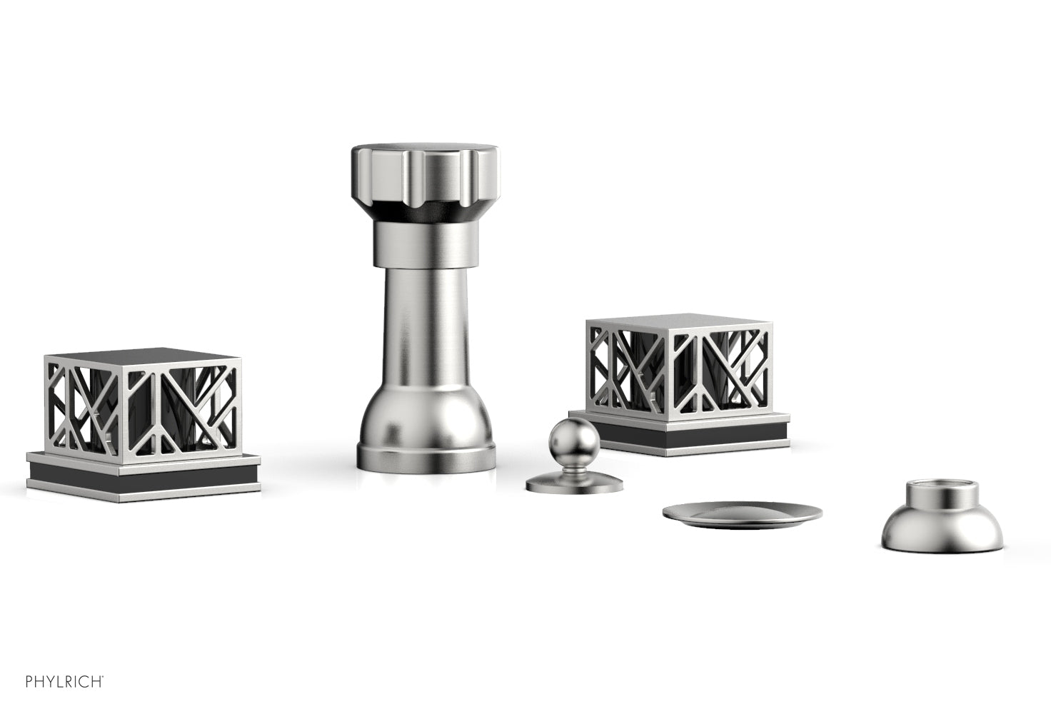 Phylrich JOLIE Four Hole Bidet Set - Square Handles with "Black Accents"