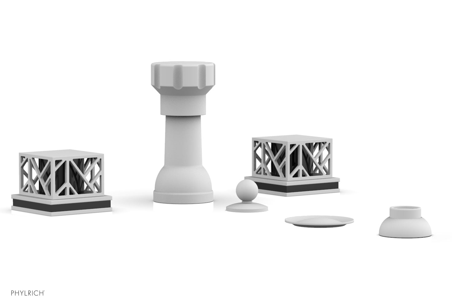 Phylrich JOLIE Four Hole Bidet Set - Square Handles with "Black Accents"