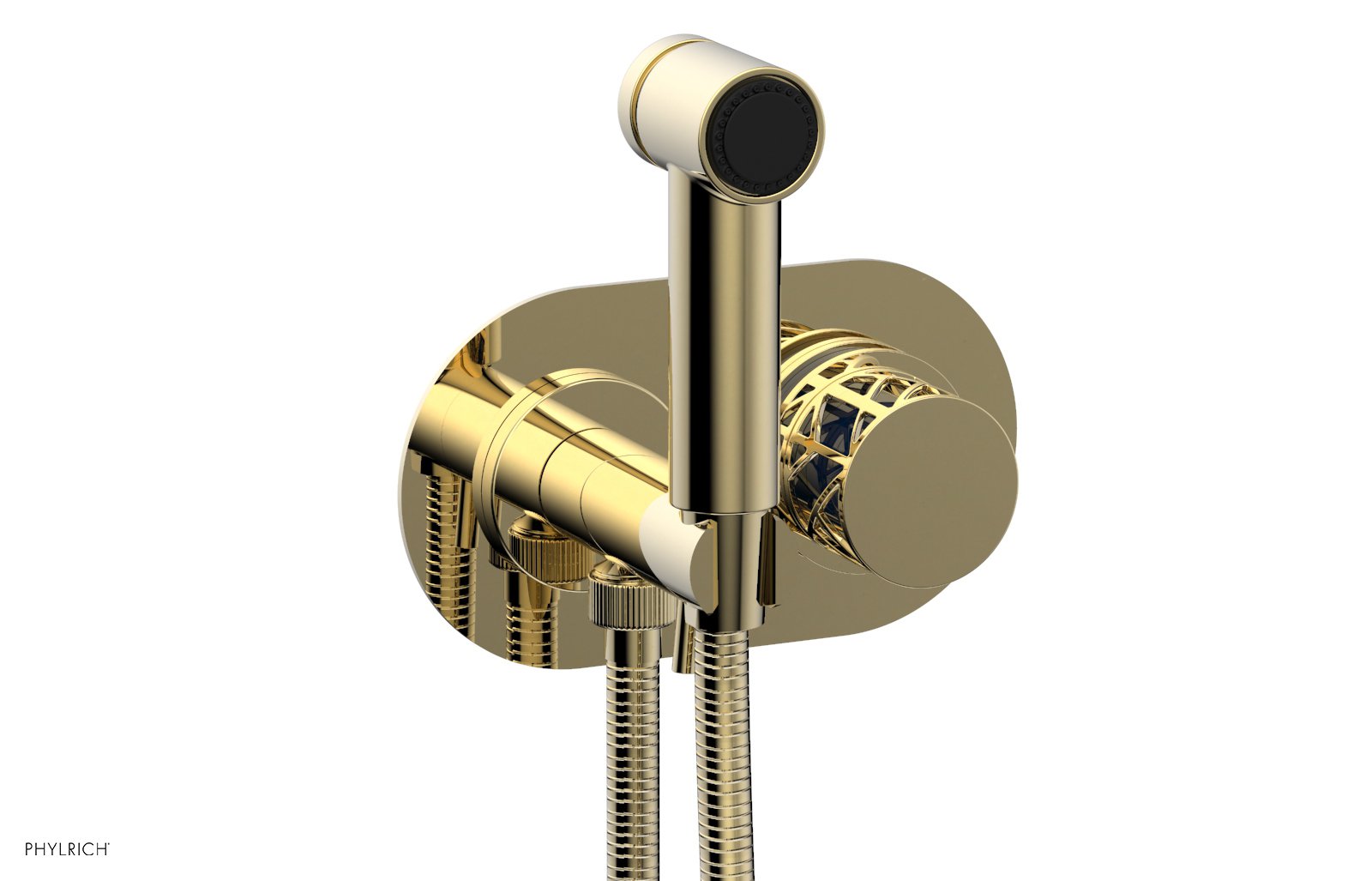 Phylrich JOLIE Wall Mounted Bidet, Round Handle with "Navy Blue" Accents